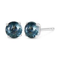 10K Yellow Gold Premium Montana Sapphire Solitaire Stud Earrings 1.40 ctw