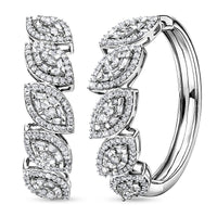 D'Joy Natural Champagne Diamond Flowing Vine Earrings in Rhodium Over Sterling Silver 1.50 ctw