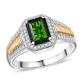D'Joy Chrome Diopside, Moissanite Ring in 18K Vermeil YG and Rhodium Over Sterling Silver (Size 10.0) 2.65 ctw - Sticky add to cart bar
