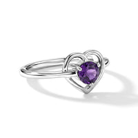 D'Joy African Amethyst 0.50 ctw Solitaire Ring in Platinum Over Sterling Silver (Size 7.5)