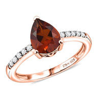D'Joy Premium Brazilian Cherry Citrine and White Zircon 2.00 ctw Ring in 18K Vermeil Rose Gold Over Sterling Silver (Size 8.5)