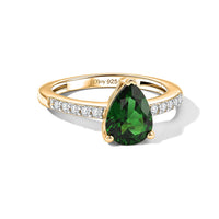 D'Joy Chrome Diopside and White Zircon Fashion Ring in 18K Vermeil Yellow Gold Over Sterling Silver (Size 5.5) 2.25 ctw