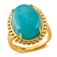Blue Quartzite Ring (Adjustable) in Silvertone 20.00 ctw