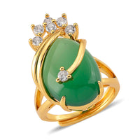 Green Agate, Simulated Diamond Ring (Adjustable) in Goldtone 21.00 ctw