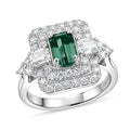 Certified & Appraised D'Joy Premium Mint Tourmaline, Moissanite Ring in Rhodium Over Sterling Silver (Size 6.0) 2.02 ctw - Sticky add to cart bar
