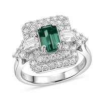 Certified & Appraised D'Joy Premium Mint Tourmaline, Moissanite Ring in Rhodium Over Sterling Silver (Size 6.0) 2.02 ctw