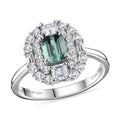 Certified & Appraised D'Joy Premium Arquiana Mint Tourmaline, Moissanite Ring in Rhodium Over Sterling Silver (Size 6.0) 1.29 ctw - Sticky add to cart bar