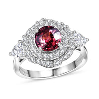 Certified & Appraised D'Joy Premium Raspberry Zircon, Moissanite Ring in Rhodium Over Sterling Silver (Size 10.0) 3.00 ctw