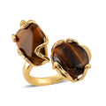 Yellow Tiger's Eye 15.00 ctw Ring (Adjustable) in Silvertone - Sticky add to cart bar