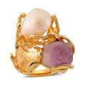 Multi Gemstone Fashion Ring (Adjustable) in Silvertone 35.00 ctw - Sticky add to cart bar