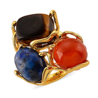 Multi Gemstone Ring (Adjustable) in Silvertone 35.00 ctw