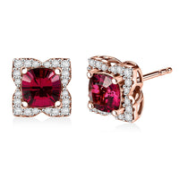 Certified & Appraised D'Joy Pink Garnet and Moissanite 2.85 ctw Earrings in 18K Vermeil Rose Gold Over Sterling Silver