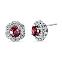 Certified & Appraised D'Joy Premium Raspberry Zircon, Moissanite Earrings in Rhodium Over Sterling Silver 4.64 ctw