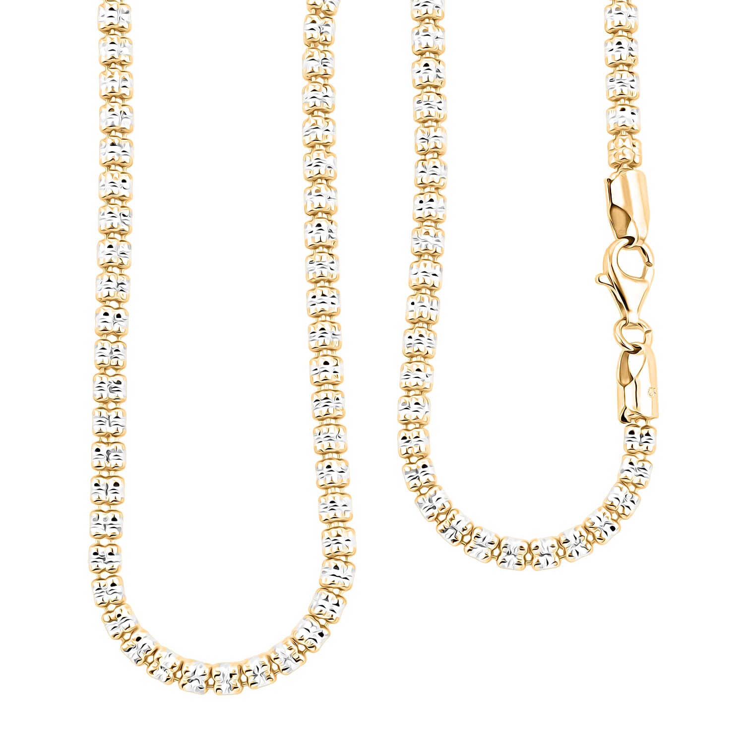 Italian 14K YG and Rhodium Over Sterling Silver 5 Line Ice Necklace (22 Inches) (37.10g)
