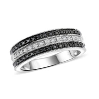 Natural Black and White Diamond 0.07 ctw Ring in Sterling Silver (Size 7.0)