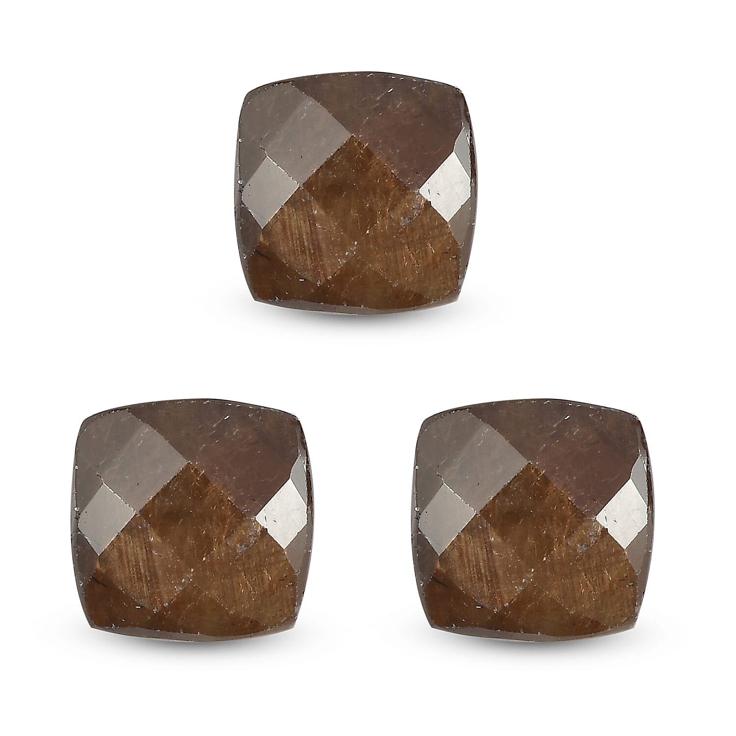 Chocolate Sapphire Set of 3 (Cush 7x7 mm) 4.26 ctw