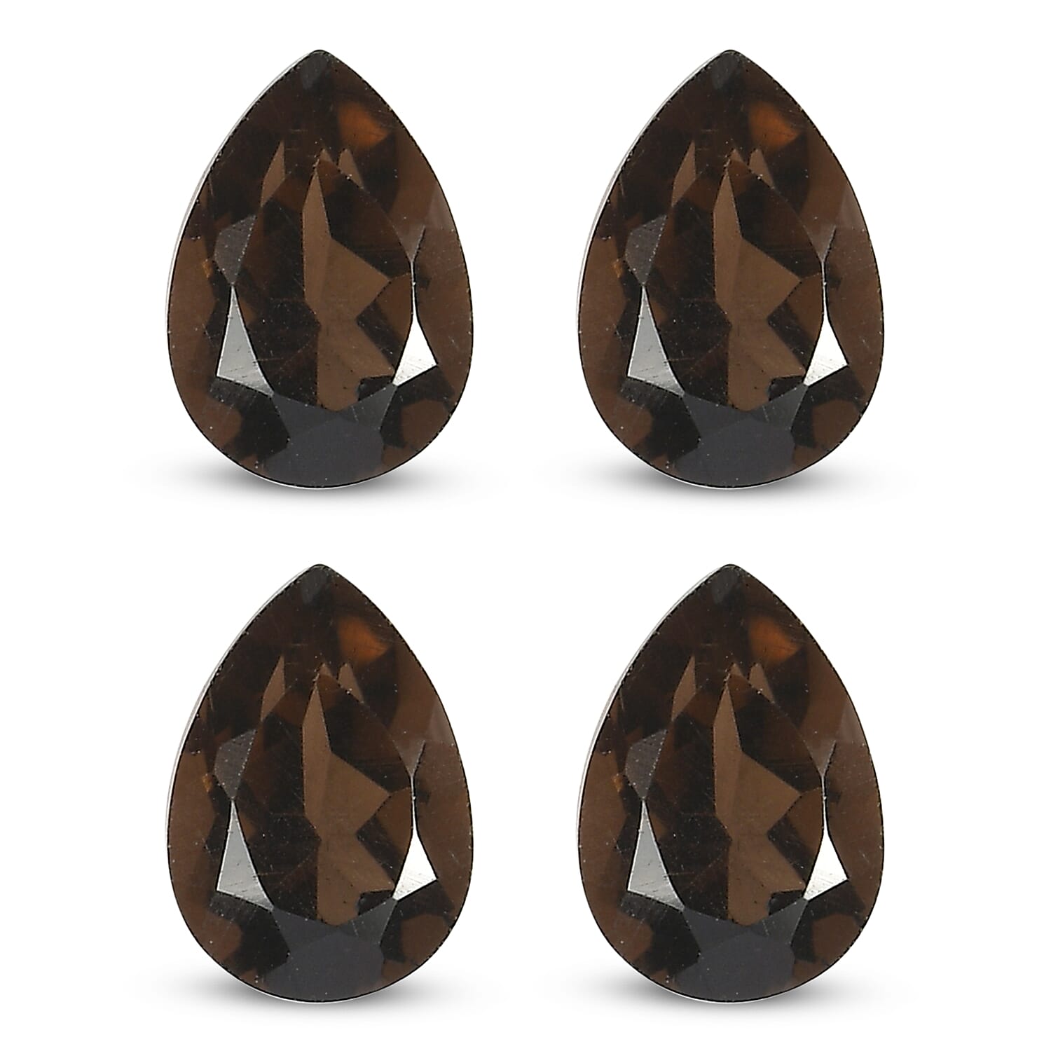 Premium Smoky Quartz Set of 4 (Pear 7x5 mm) 2.55 ctw