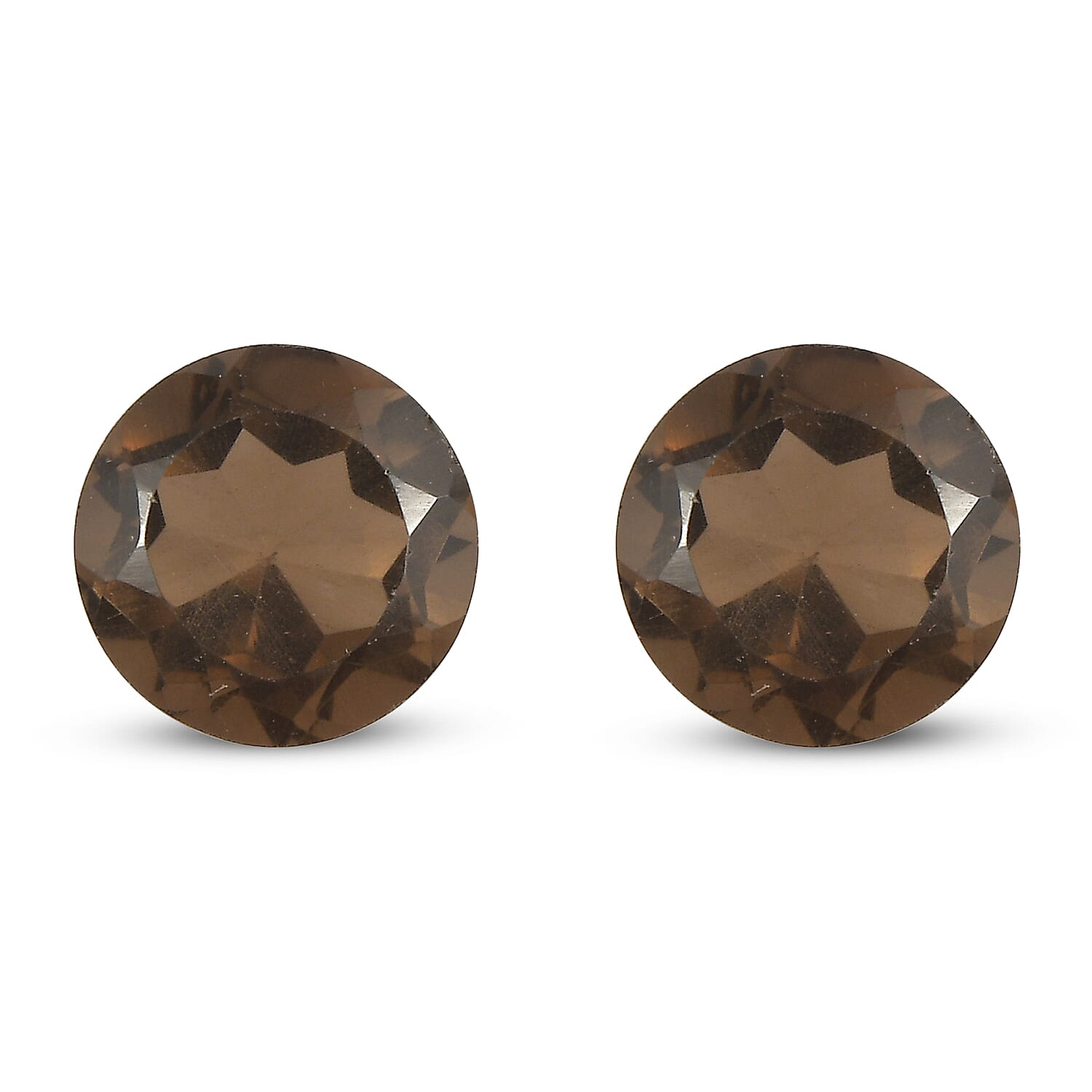 Premium Smoky Quartz Set of 2 (Rnd 7 mm) 2.24 ctw