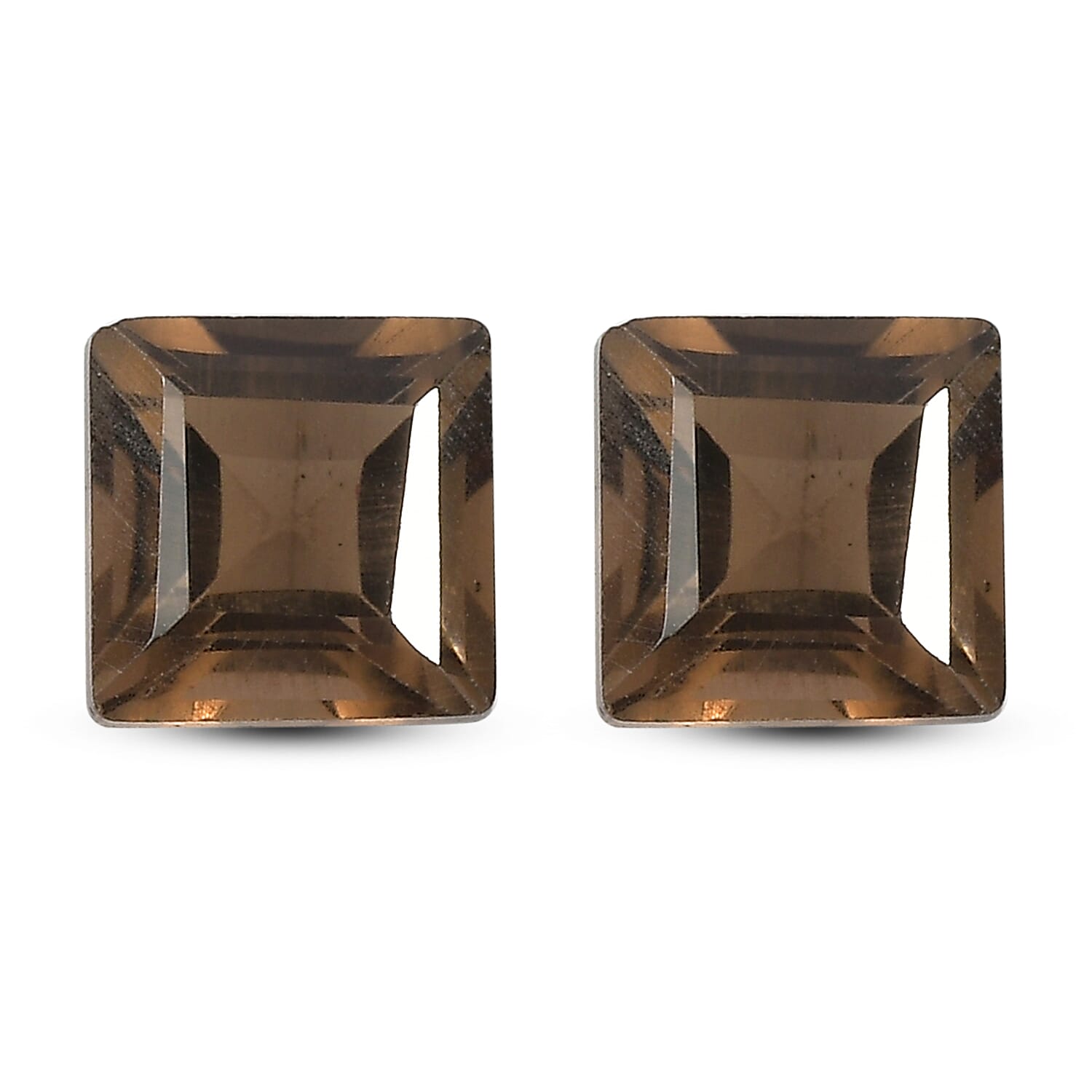 Smoky Quartz Set of 2 (Sqr 5 mm) 1.27 ctw