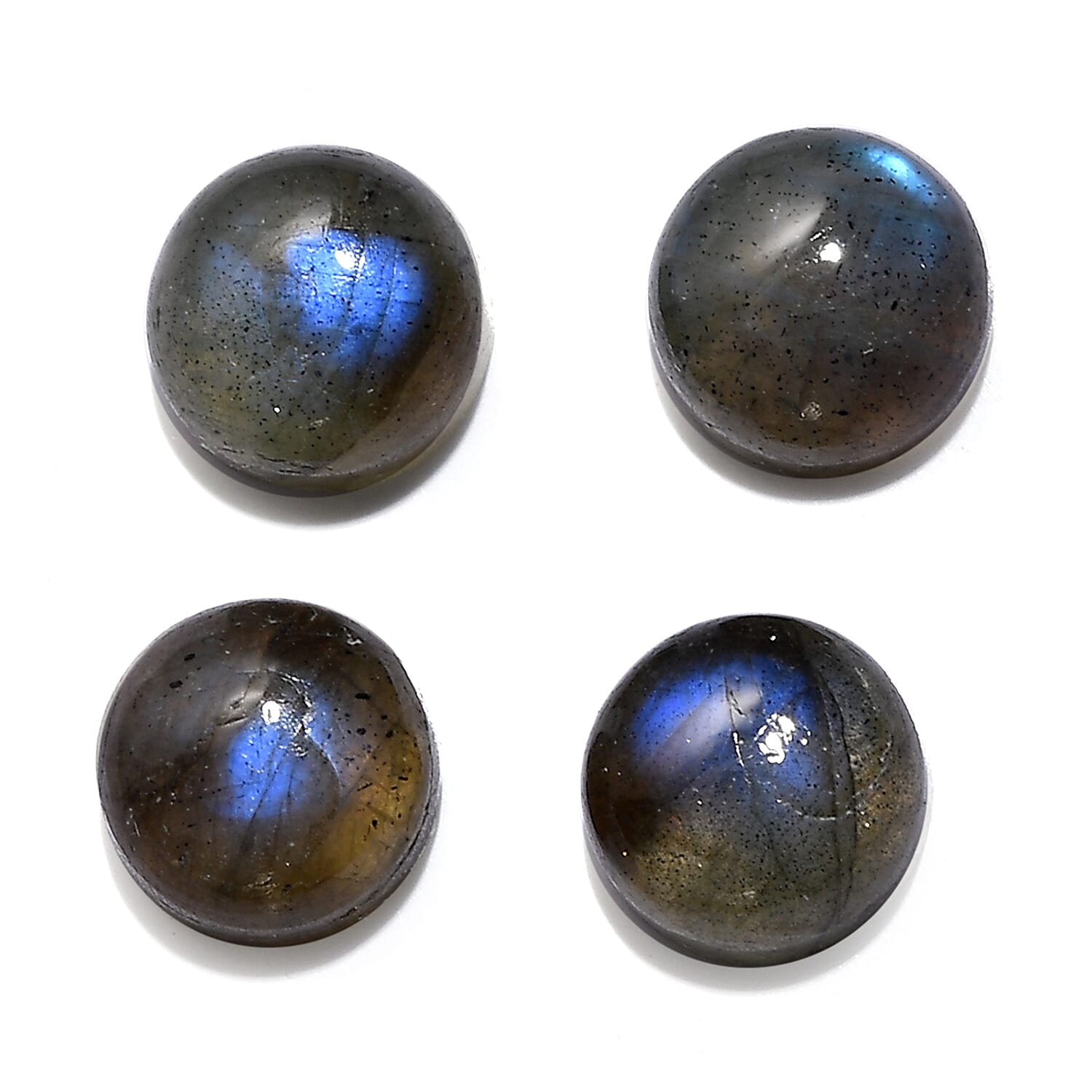 Premium Malagasy Labradorite Set of 4 (Rnd 6 mm) 3.78 ctw