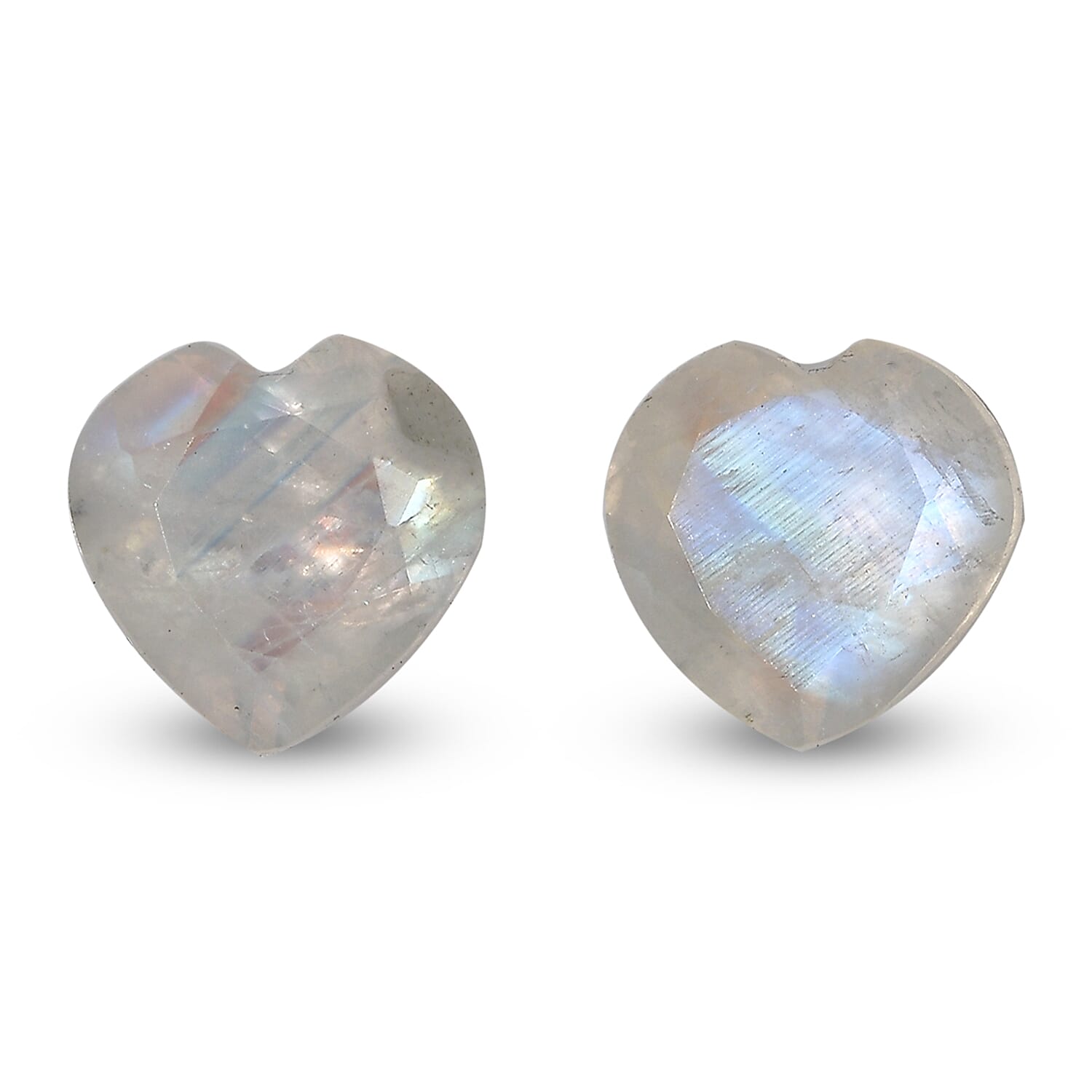 Rainbow Moonstone Set of 2 (Hrt 7 mm) 2.36 ctw