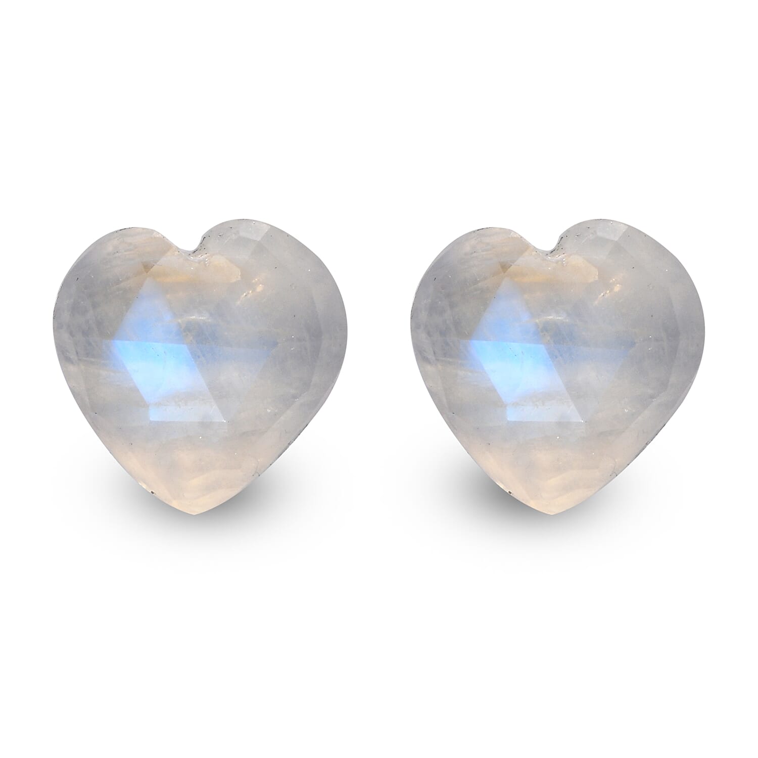 Rainbow Moonstone Set of 2 (Hrt 8 mm) 4.06 ctw
