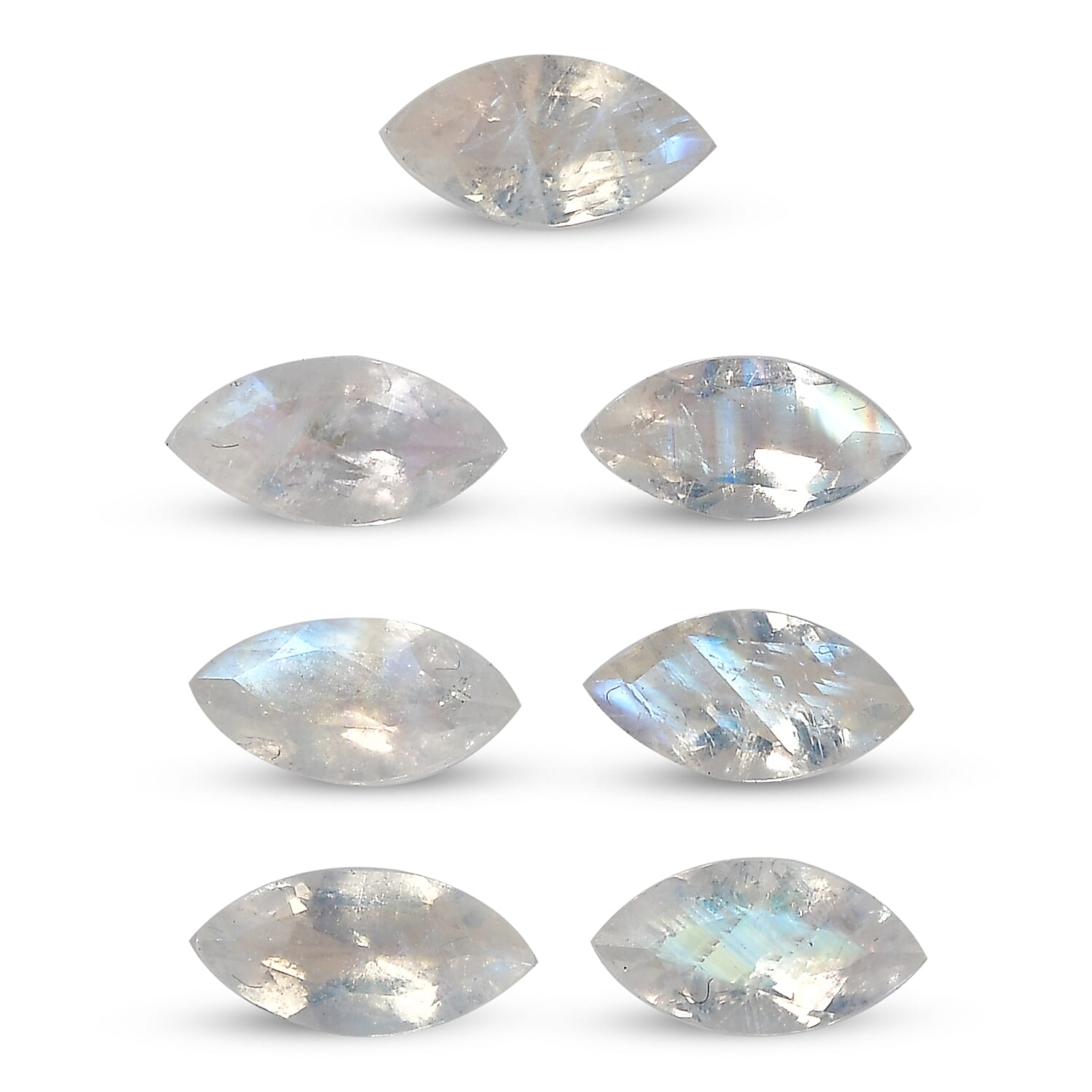 Premium Rainbow Moonstone Set of 7 (Mrq 6x3 mm) 1.55 ctw