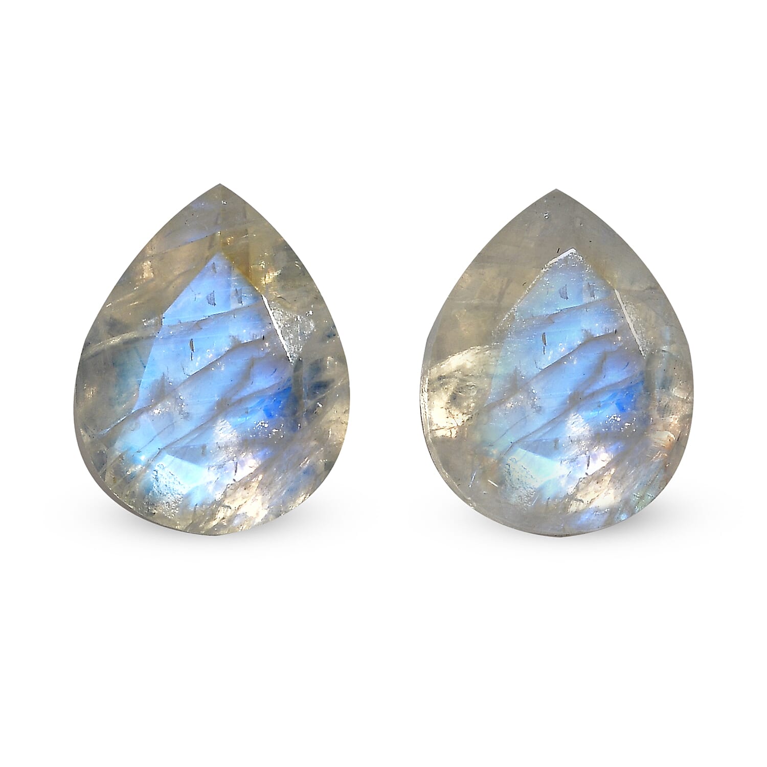 Rainbow Moonstone Set of 2 (Pear 10x8 mm) 4.06 ctw