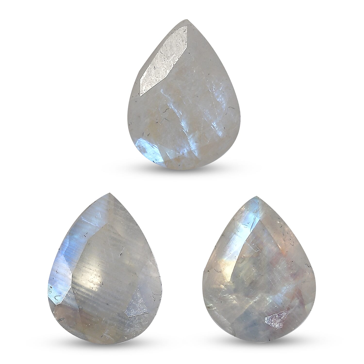 Rainbow Moonstone Set of 3 (Pear 8x6 mm) 2.97 ctw
