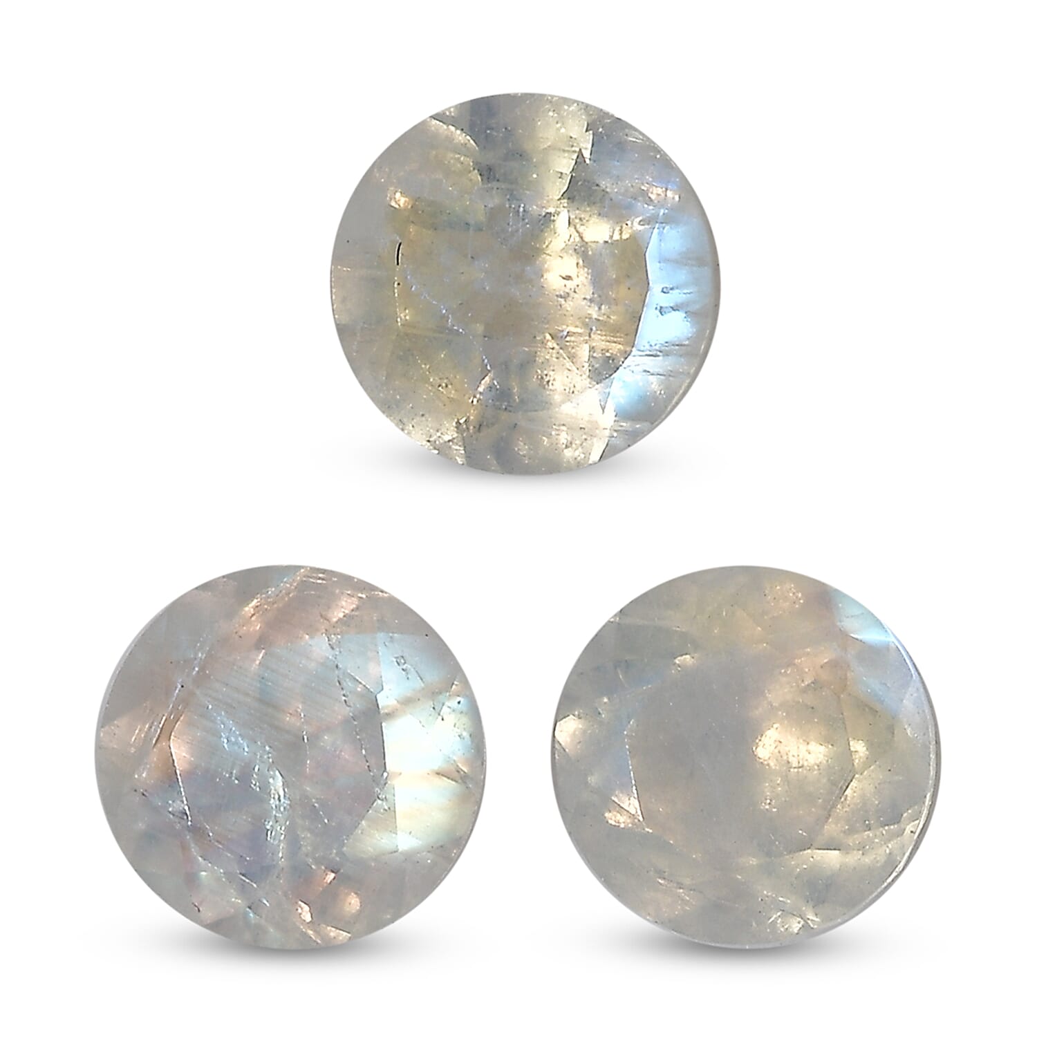 Rainbow Moonstone Set of 3 (Rnd 5 mm) 1.37 ctw
