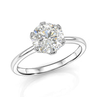 10K White Gold Moissanite (Rnd 8mm) Ring (Size 10.0) 2.00 ctw