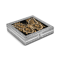 Livmore Silver and Golden Butterfly Embossed Jewelry Ring Box (8"x8x"2")