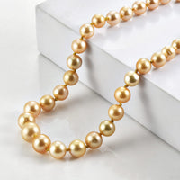 950 Platinum AAAA South Sea Golden Pearl 7-12mm Necklace (18 Inches)