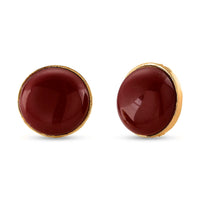Coral Color Shell Pearl Beaded Earrings in Goldtone