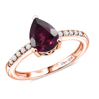 D'Joy Orissa Rhodolite Garnet and White Zircon 2.45 ctw Ring in 18K Vermeil Rose Gold Over Sterling Silver (Size 7)
