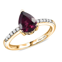 D'Joy Orissa Rhodolite Garnet and White Zircon 2.45 ctw Ring in 18K Vermeil Yellow Gold Over Sterling Silver (Size 9.0)