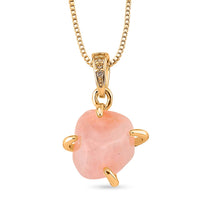 Rose Quartz Beaded Necklace (18-20 Inches)in Goldtone 10.00 ctw