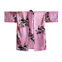 La Marey Pink Floral Pattern Pajama Robes Kimono -One Size Fits Most