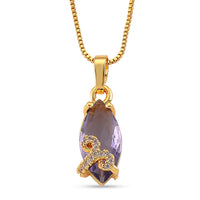 African Amethyst and Simulated Diamond 6.10 ctw Necklace in Goldtone 18-20 Inches