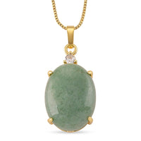Green Aventurine and Simulated Diamond 20.20 ctw Necklace in Goldtone 18-20 Inches