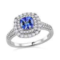 D'Joy Tanzanite and Moissanite 2.15 ctw Ring in Rhodium Over Sterling Silver (Size 10.0)