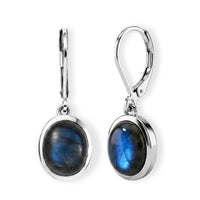 EverTrue Malagasy Labradorite 3.40 ctw Solitaire Earrings in Platinum Bond