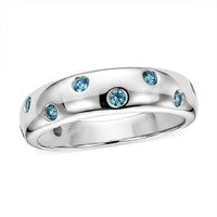 Luxuriant Lab Grown Blue Diamond (IR) (SI) Band Ring in Rhodium Over Sterling Silver (Size 6.0) 0.20 ctw