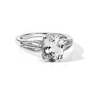 D'Joy White Kunzite 3.25 ctw Ring in Rhodium Over Sterling Silver (Size 6.0)
