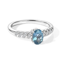 D'Joy London Blue Topaz and White Zircon 1.00 ctw Ring in Rhodium Over Sterling Silver (Size 10.0)