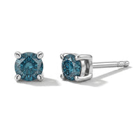 Luxuriant Lab Grown Blue Diamond (IR) (SI) Stud Earrings in Rhodium Over Sterling Silver 0.35 ctw