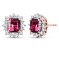 Certified & Appraised D'Joy Pink Garnet and Moissanite 2.85 ctw Earrings in 18K Vermeil Rose Gold Over Sterling Silver