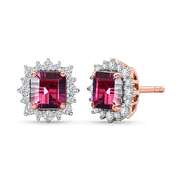 Certified & Appraised D'Joy Pink Garnet and Moissanite 2.85 ctw Earrings in 18K Vermeil Rose Gold Over Sterling Silver