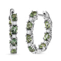 D'Joy Premium Natural Green Apatite and White Zircon 3.30 ctw Hoop Earrings in Rhodium Over Sterling Silver - Sticky add to cart bar