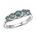 Montana Sapphire, Luxuriant Lab Grown Diamond (G-H, SI) Five Elements Ring in Rhodium Over Sterling Silver (Size 10.0) 1.50 ctw - Sticky add to cart bar